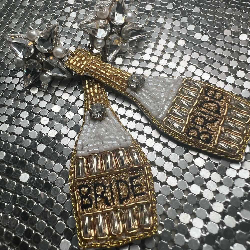 Bride champagne bottle earrings